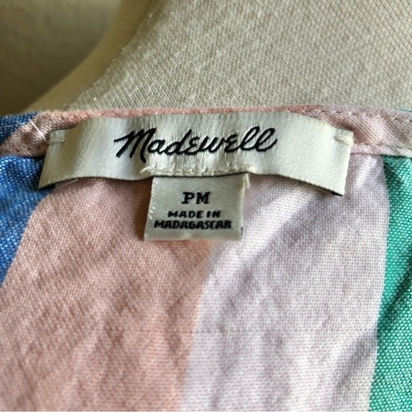 Madewell button tie front striped top petite medium - Picture 7 of 8